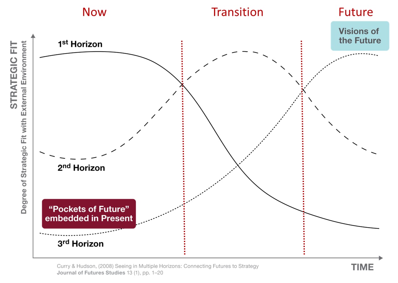 The three-horizons model