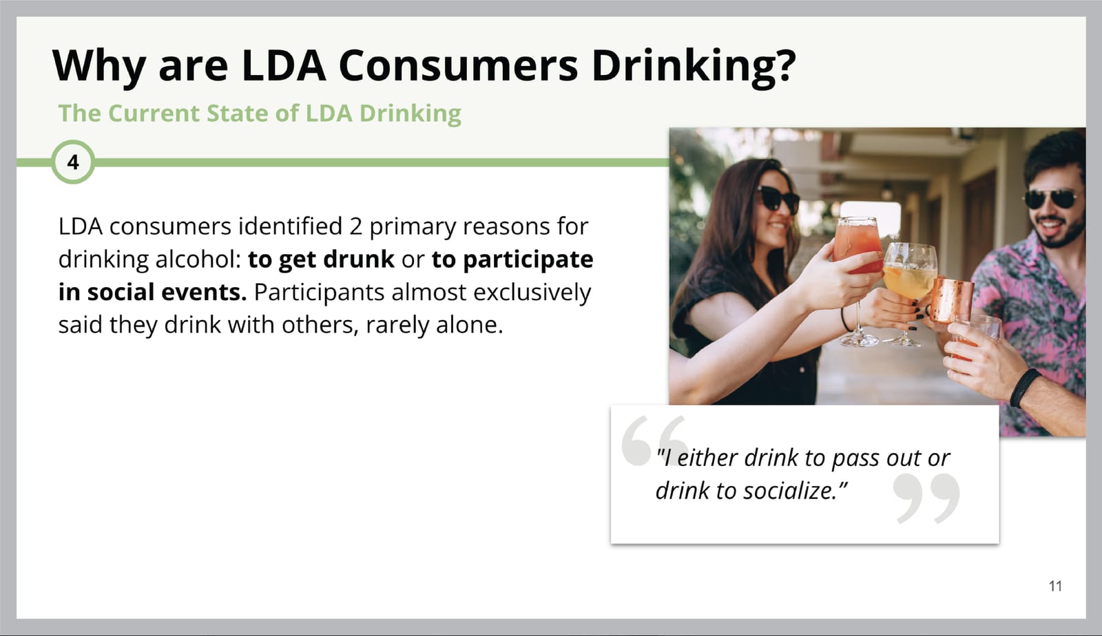 The Current State of LDA Drinking, insight slide 2