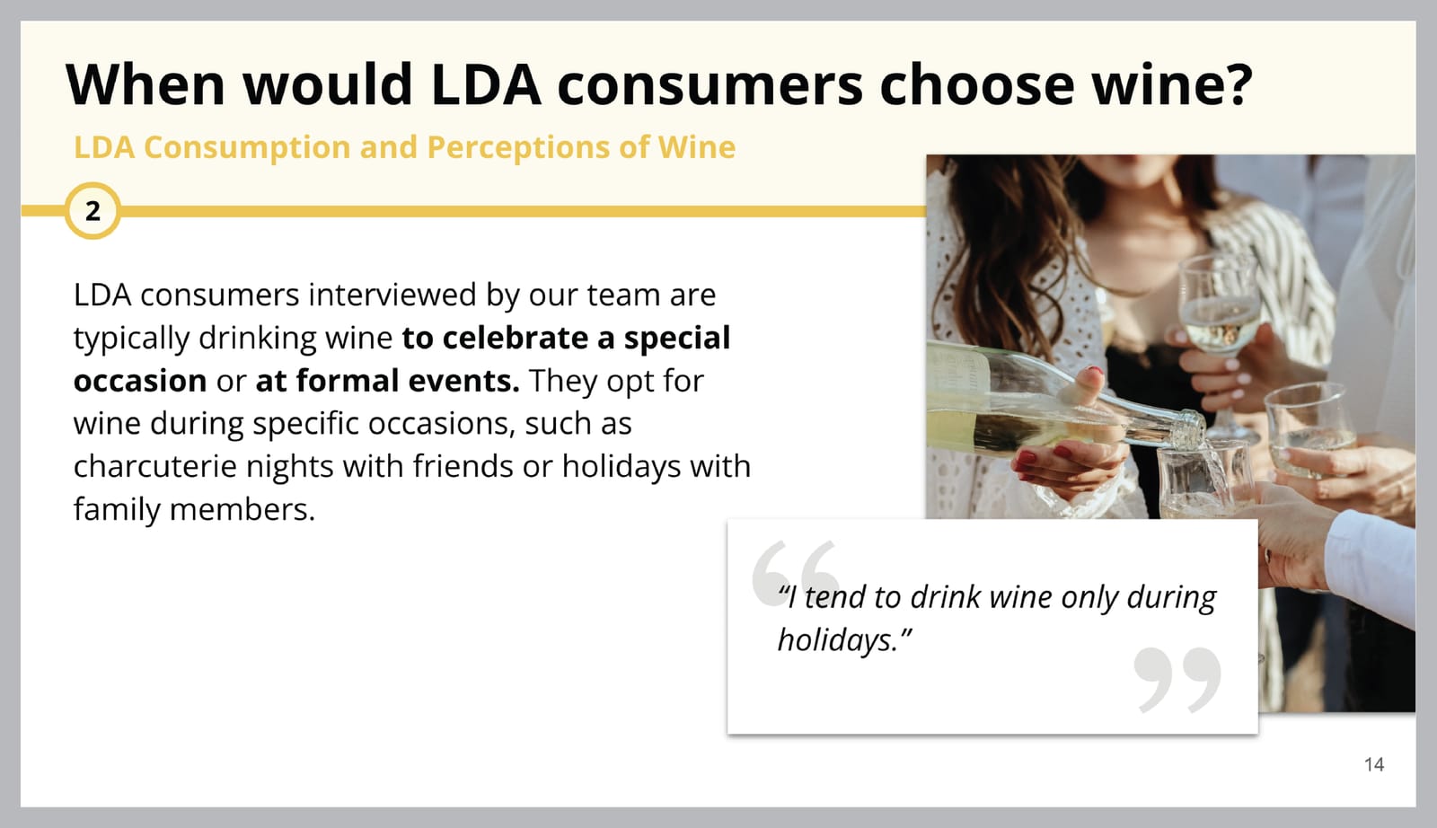 LDA Consumption & Perception of Wine, insight slide 1