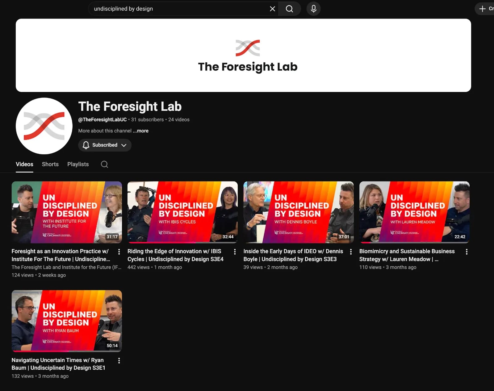 The Foresight Lab YouTube channel
